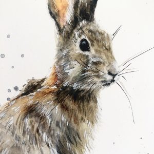 Rabbit Portrait - Watercolour Paint on Canvas