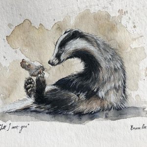 Badger Portrait - Watercolour Paint on Canvas