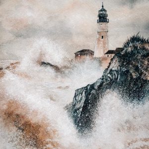 Lighthouse Portrait - Watercolour Paint on Canvas