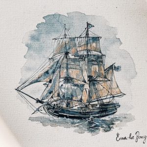 Sailing Ship Portrait - Watercolour Paint on Canvas